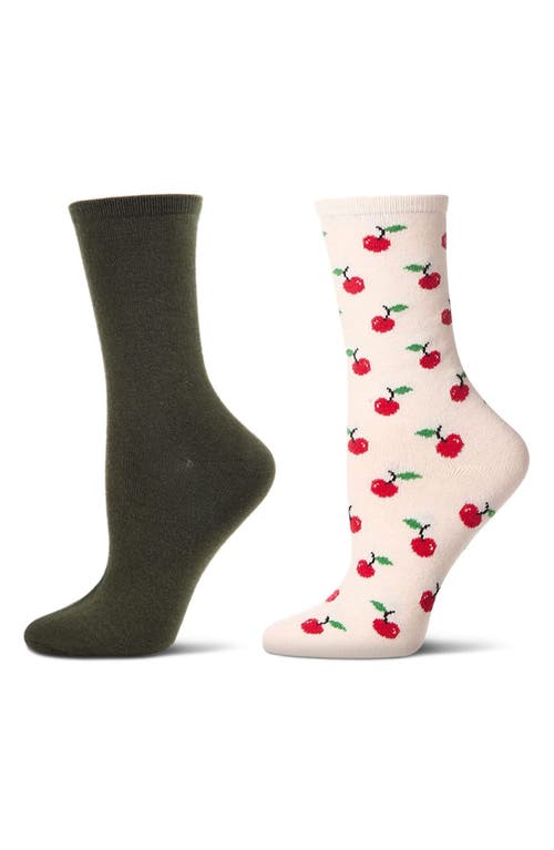 Memoi Assorted 2-pack Crew Socks In Black