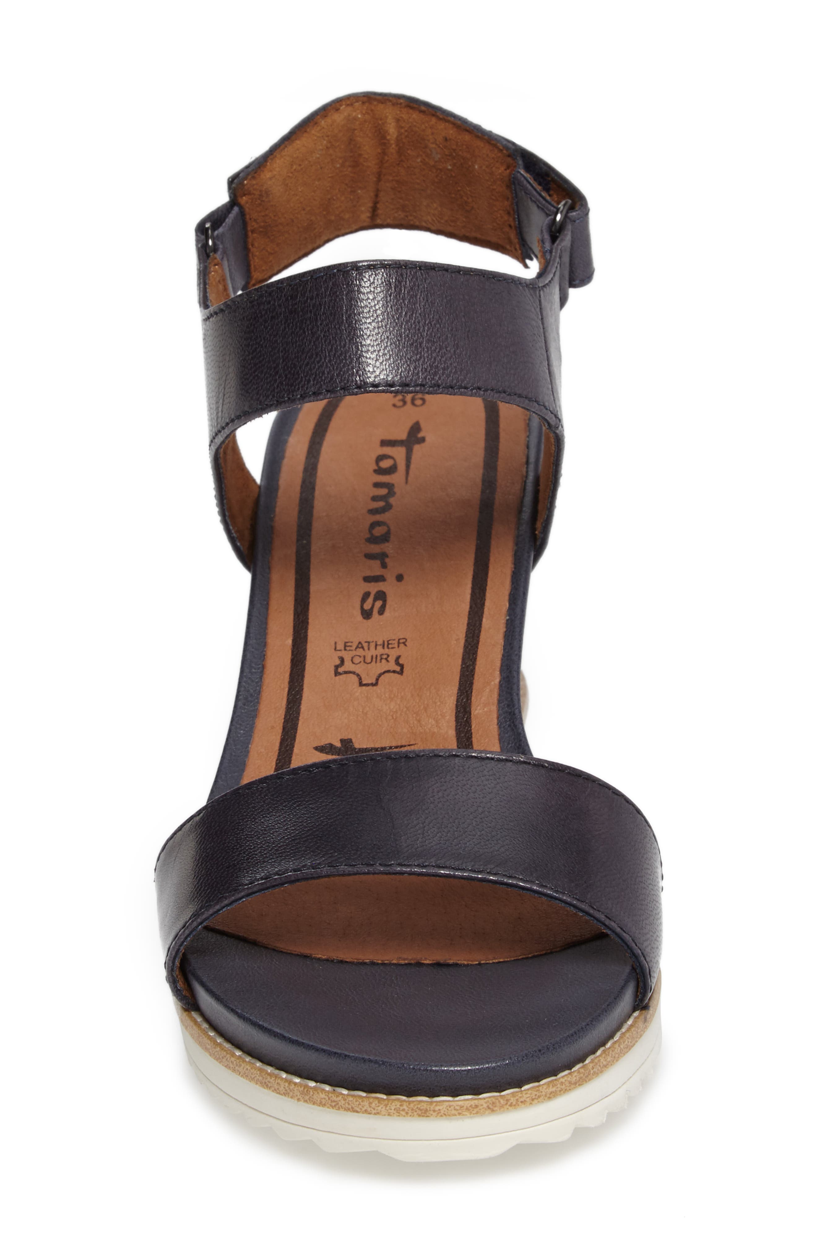 'Alis' Lug Sole Wedge Sandal, Alternate, color, NAVY LEATHER