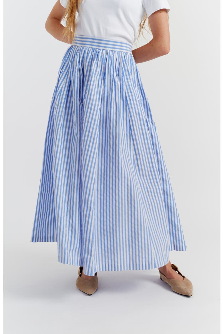Cotton Oxford A-Line Stripe Skirt, Main, color, Blue Stripe