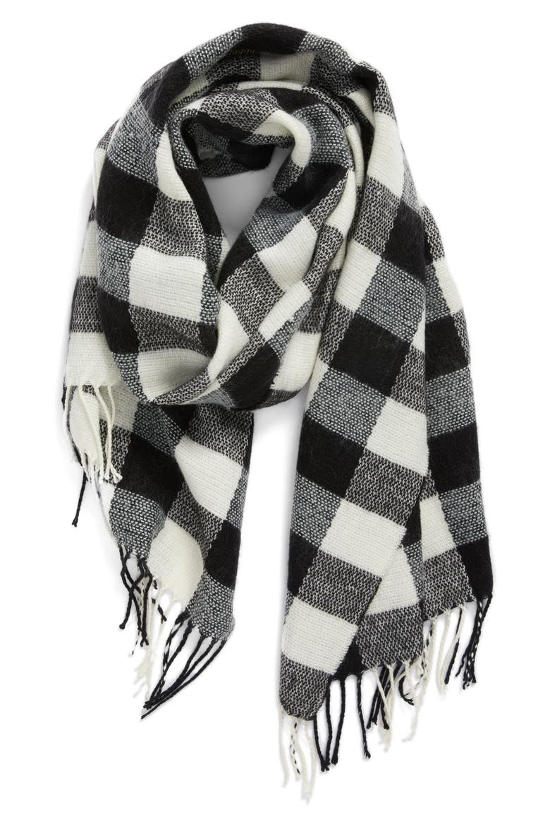 BP Buffalo Check Scarf, Alternate, color, BLACK/IVORY