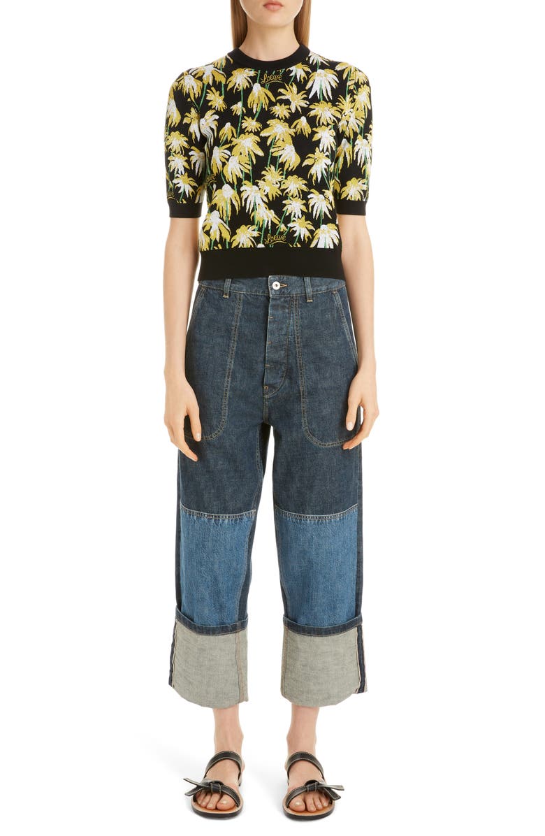 Loewe Daisy Jacquard Crop Sweater, Alternate, color, 