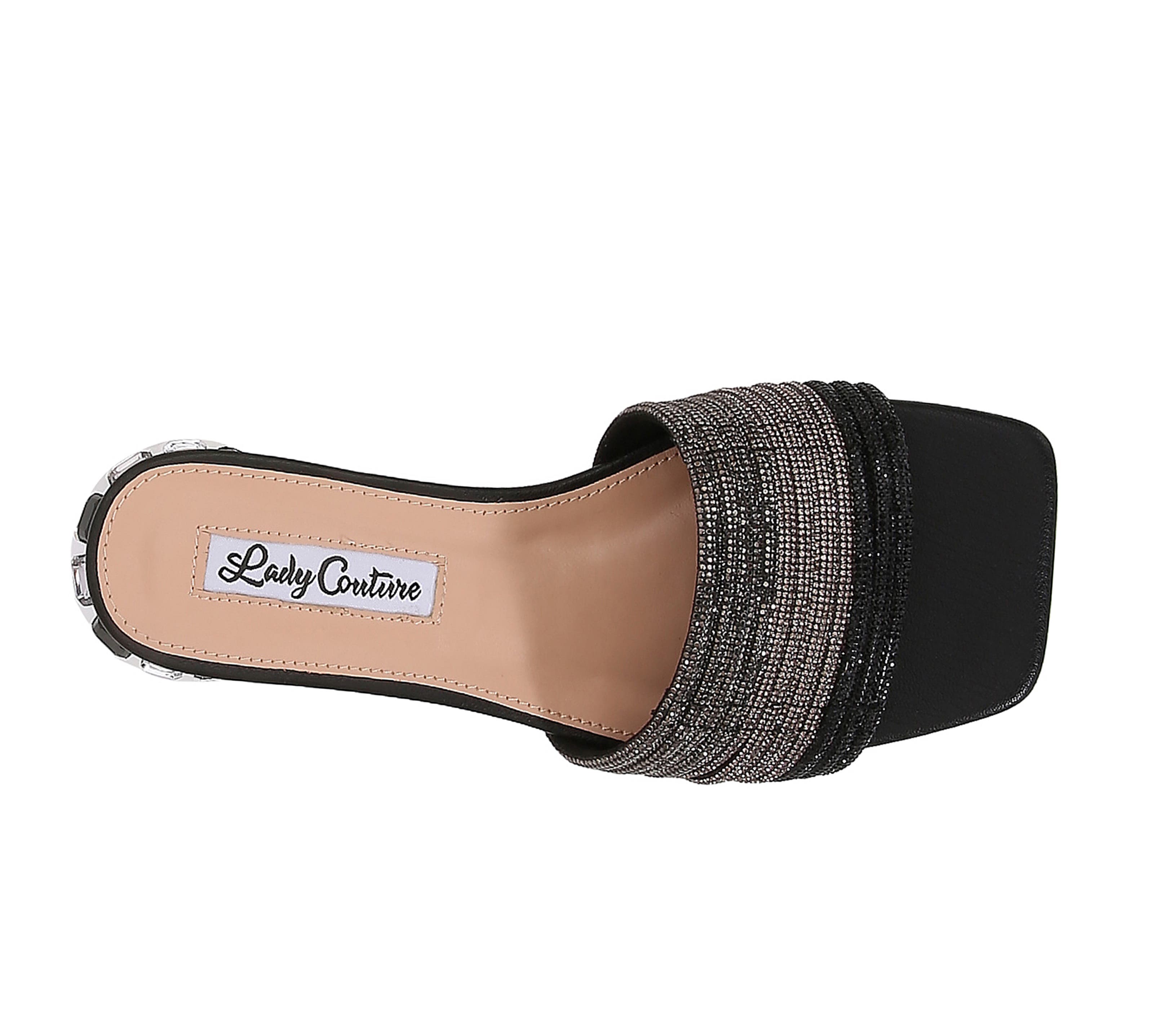 LADY COUTURE Multi Rhinestone Color Straps Slide With Multi Jewel Heel, Alternate, color, Black Multi