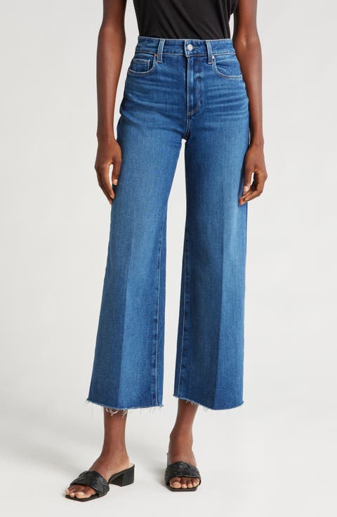 Anessa Raw Hem Wide Leg Crop Jeans (A Capella)