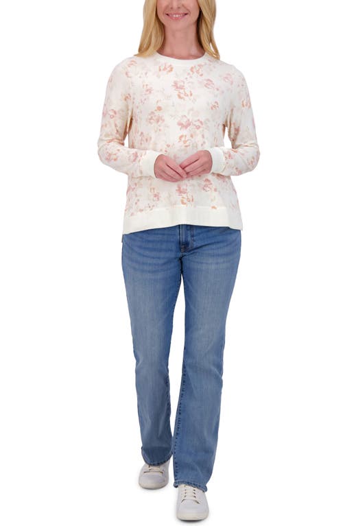 Lucky Brand Crewneck Pullover In Cream/pink Multi