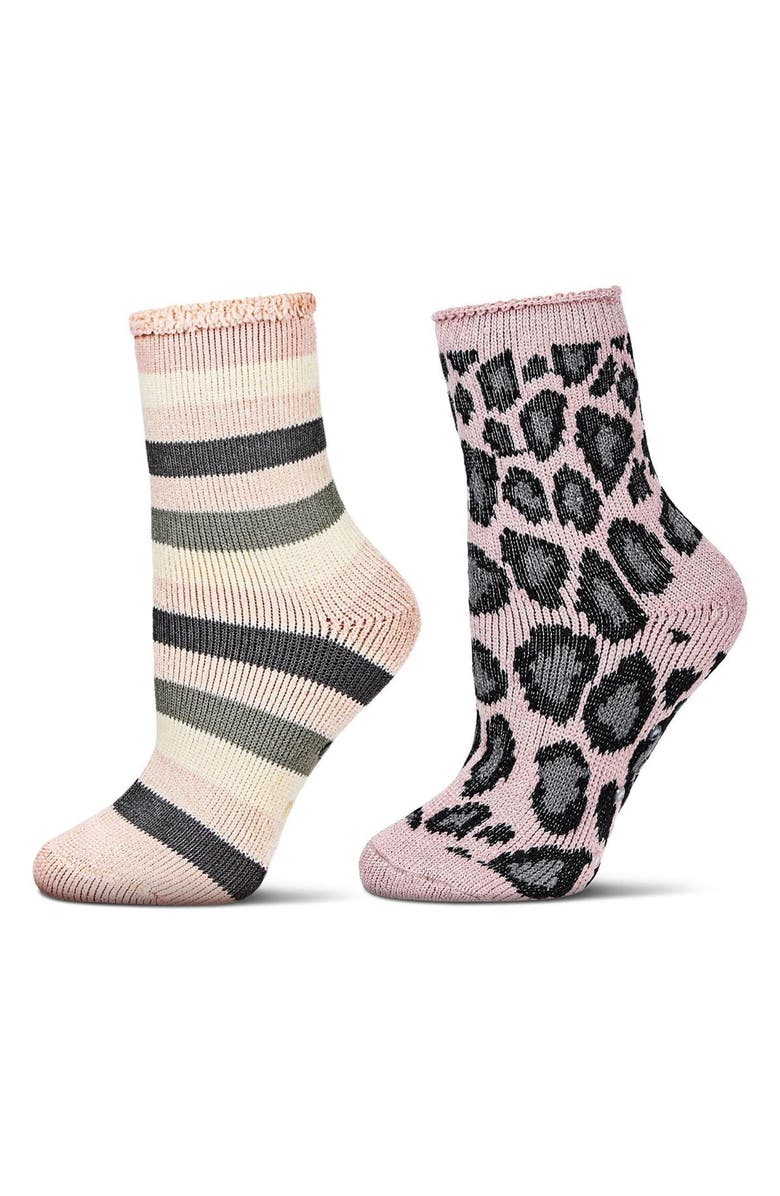 MeMoi Assorted 2-Pack Terry Cushioned Crew Socks, Main, color, Pink