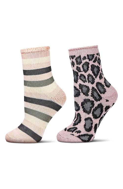 Memoi Assorted 2-pack Terry Cushioned Crew Socks In Pink