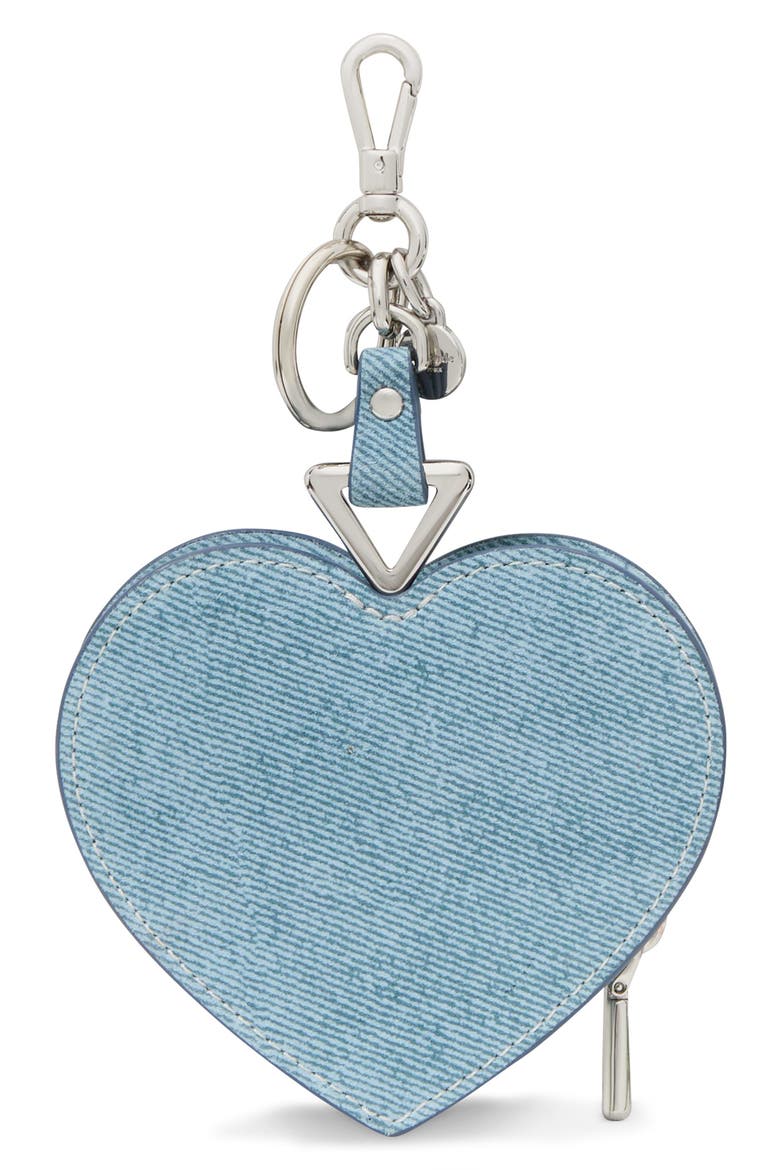 liv denim suede heart coin purse, Alternate, color, BLUE MULTI