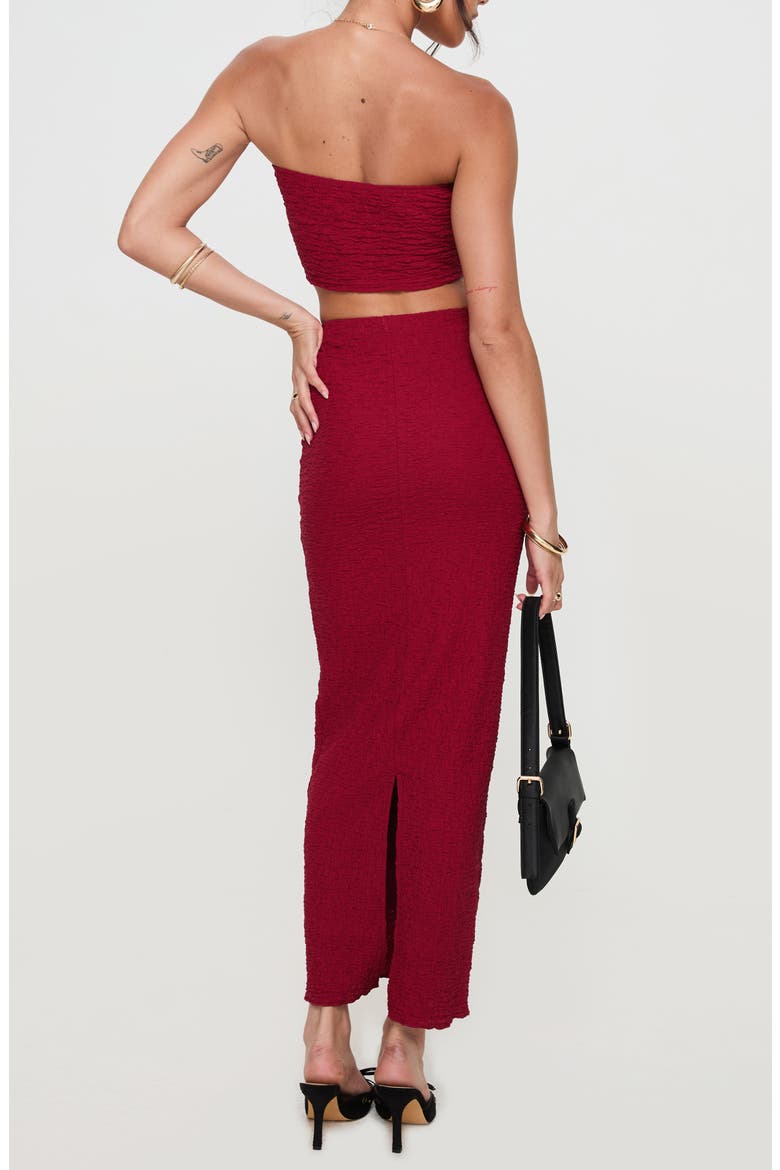 Martha Strapless Top & Maxi Skirt Set, Alternate, color, BURGUNDY