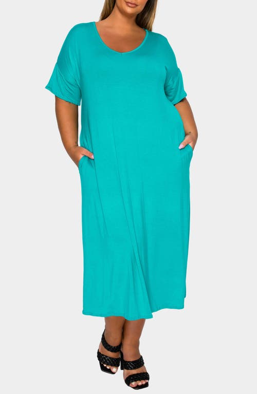 L I V D Olivia Short Sleeve Midi Dress In Blue