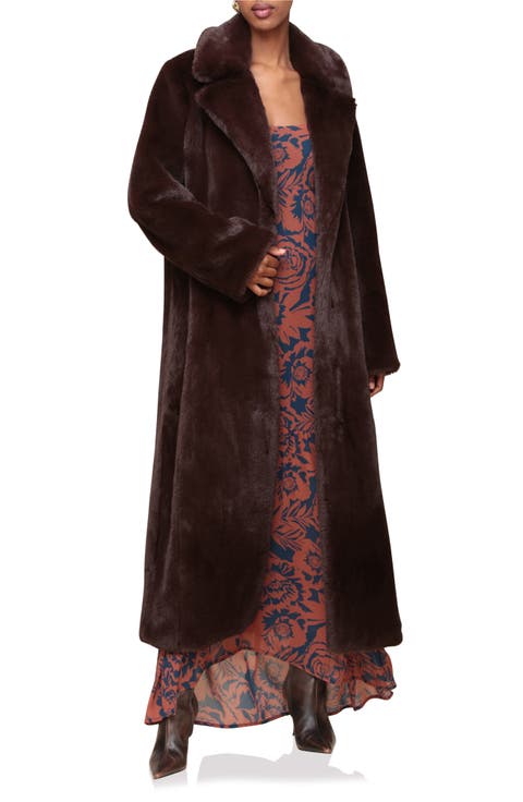 Notch Collar Faux Fur Coat