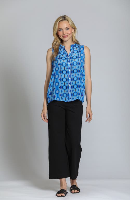 Apny Sleeveless Button-up Shirt In Blue Multi