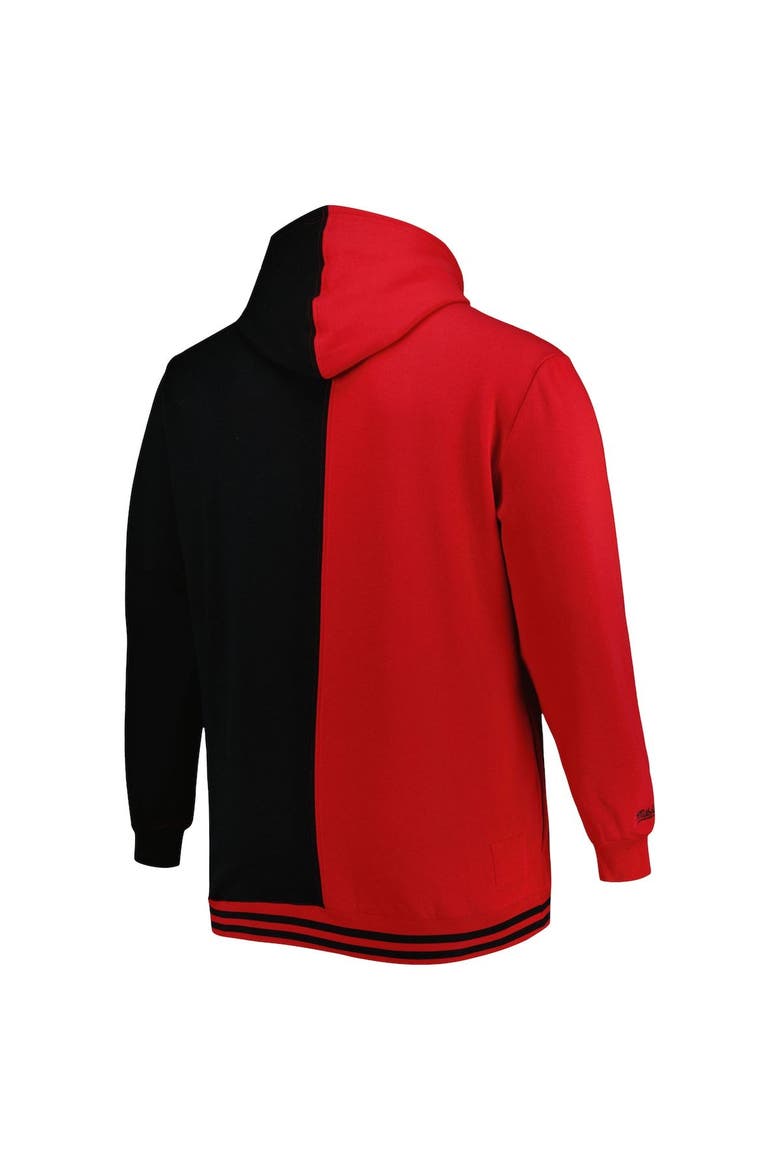 Men's Mitchell & Ness Red/Black Atlanta Hawks Big & Tall Hardwood Classics Split Pullover Hoodie, Alternate, color, Red