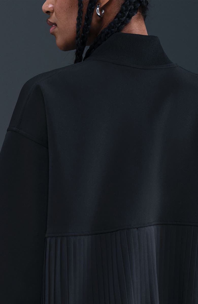 Nike Sportswear Mixed Media Pleated Bomber Jacket, Alternate, color, Black/ Sail