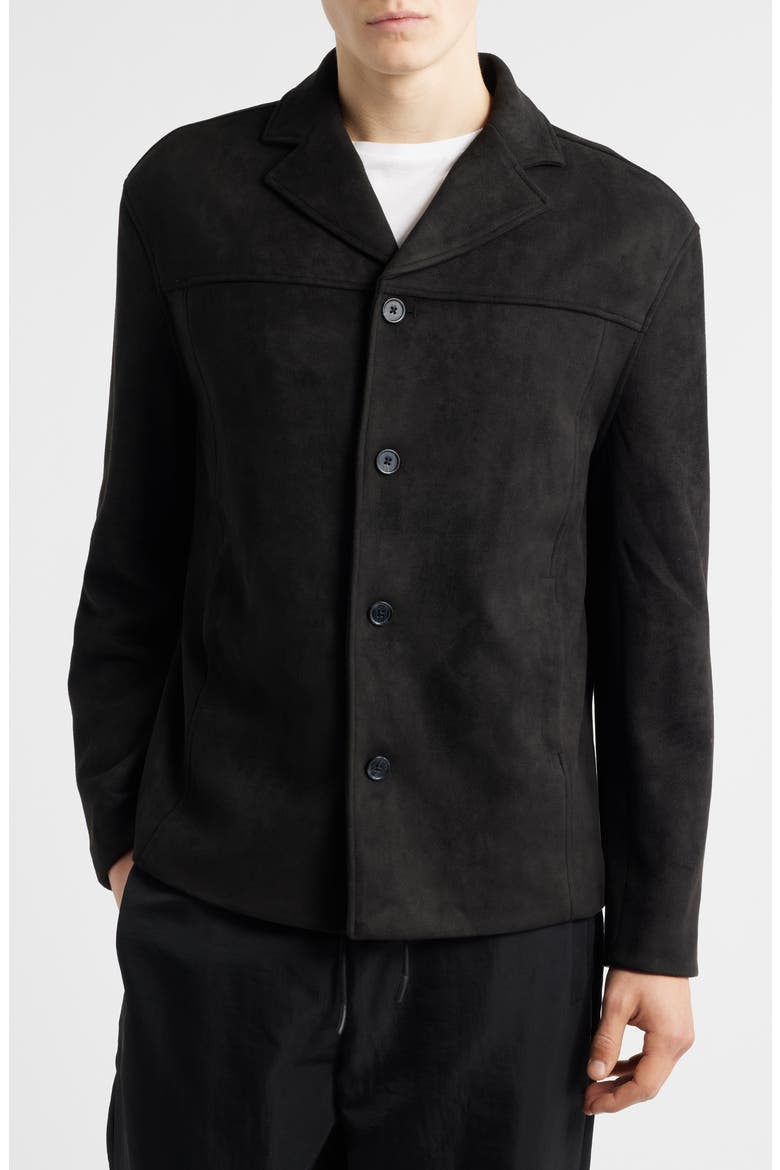 Faux Suede Shirt Jacket, Alternate, color, BLACK