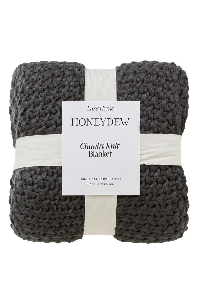 Honeydew Chunky Knit Throw Blanket, Main, color, Charcoal