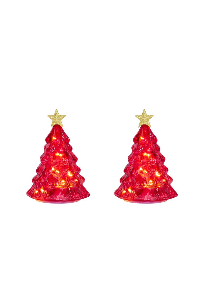 6 in. Twinkling Glass Trees, Main, color, Red