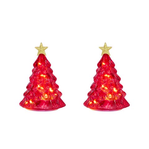 6 in. Twinkling Glass Trees