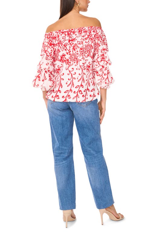 Shop Vince Camuto Off The Shoulder Balloon Sleeve Top In Ultra Red