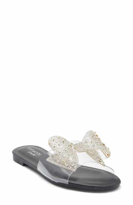 TOP MODA Peach Bow Slide Sandal