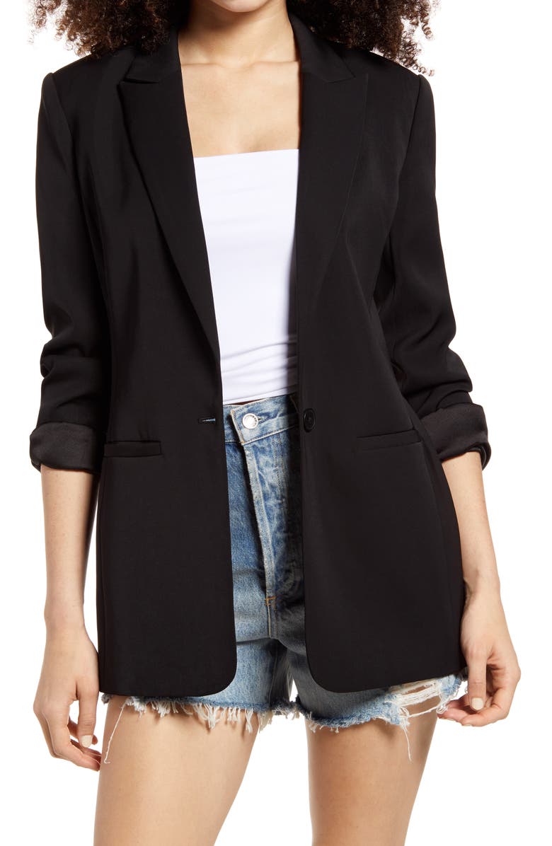 Endless Rose Tailored Single Button Blazer, Main, color, Black