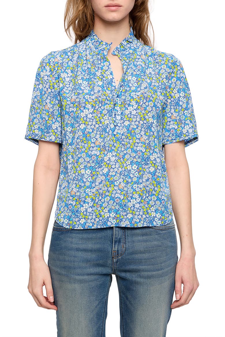 Topher Floral Print Popover Top, Main, color, PEAR