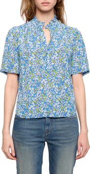 Zadig & Voltaire Topher Floral Print Popover Top
