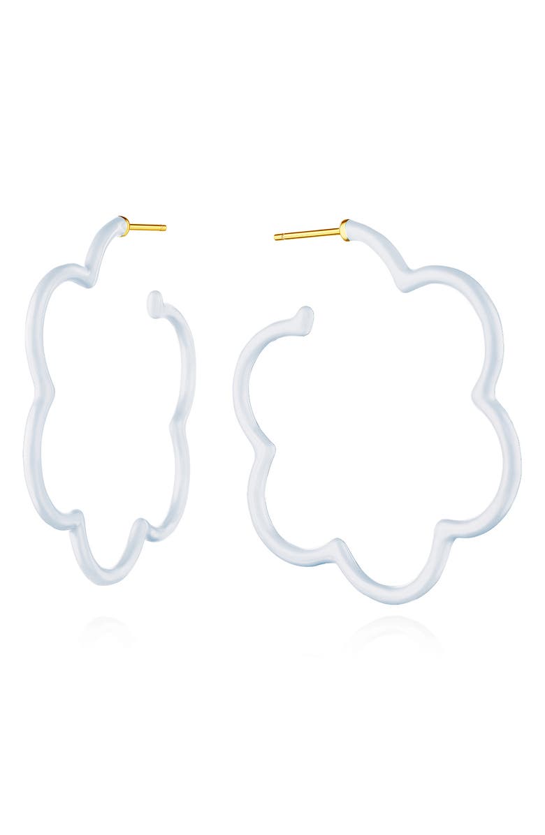 House of Frosted Enamel Floral Hoop Earrings, Main, color, 