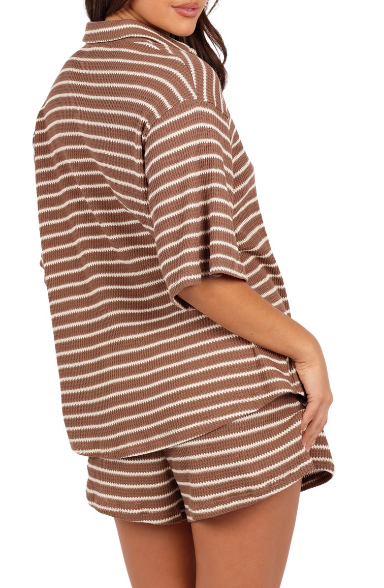 Petal & Pup Linnea Stripe Cotton Knit Button-Up Shirt & Shorts Set, Alternate, color,