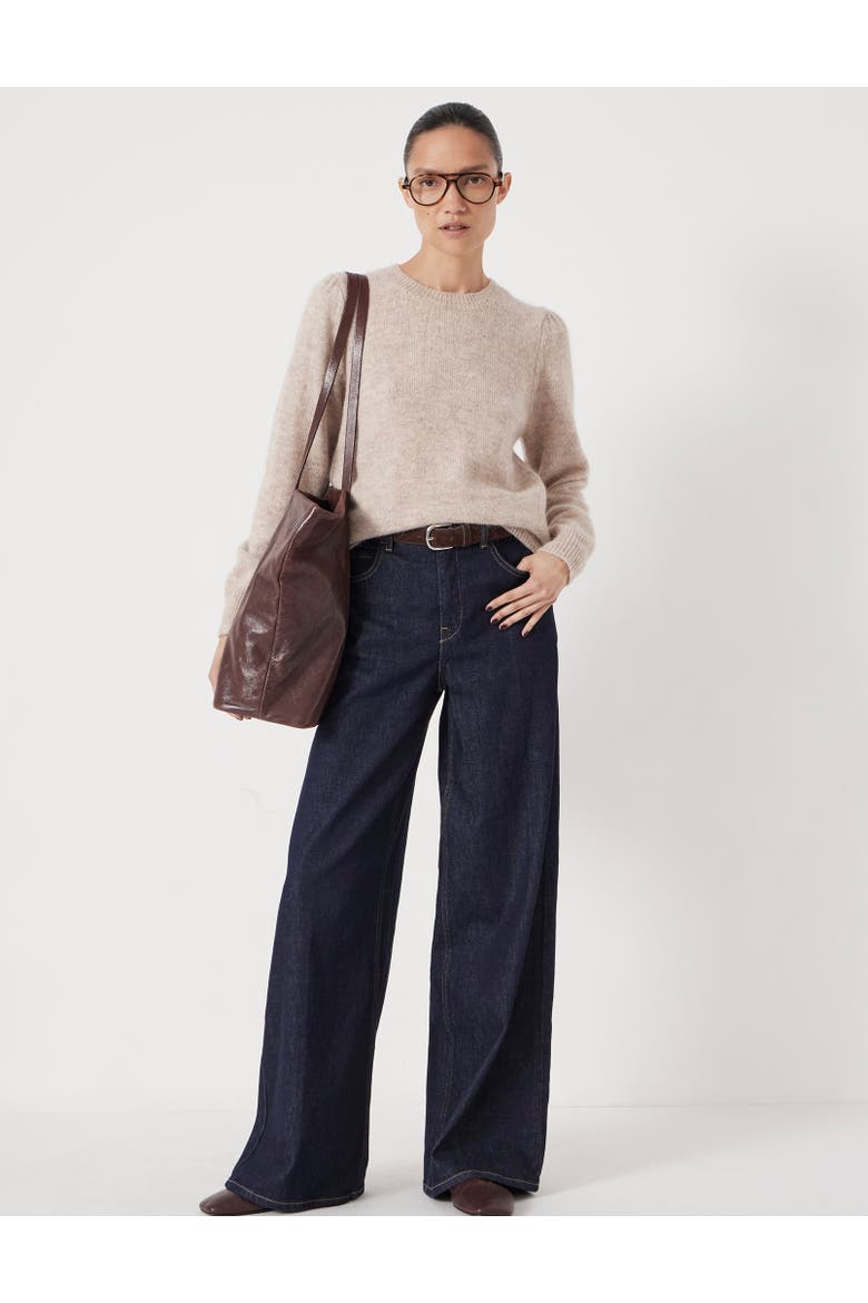 Gathered Shoulder Wool Blend Sweater, Alternate, color, Off White