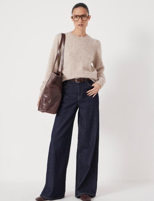 Hush Gathered Shoulder Wool Blend Sweater In White