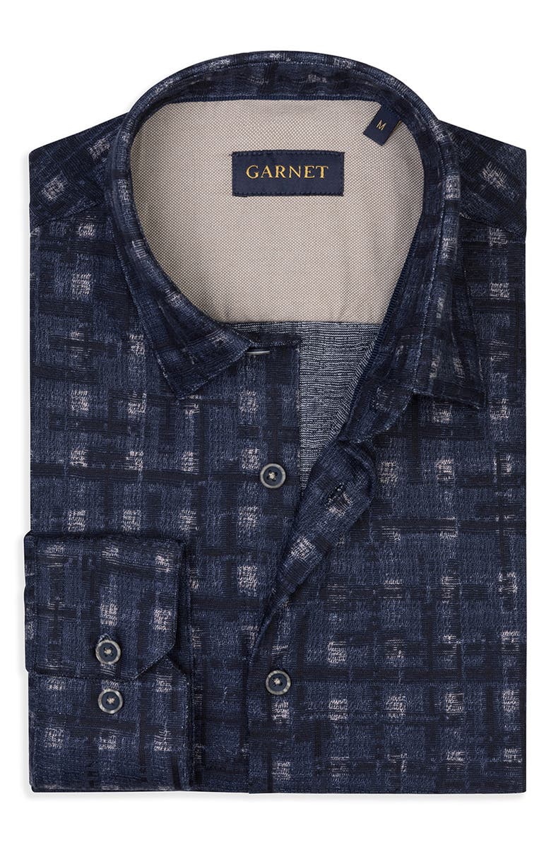 STUDIO GARNET LOS ANGELES Jacquard Knit Shirt, Alternate, color, Oat/Blue