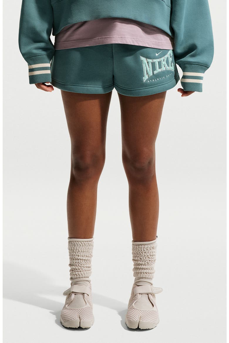 Mineral High Waist Cotton Blend Shorts, Main, color, MINERAL SLATE/ BARELY GREEN
