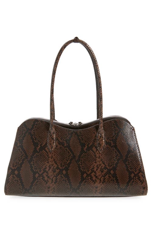 Stella Mccartney Ryder Snakeskin Embossed Faux Leather Tote In Brown
