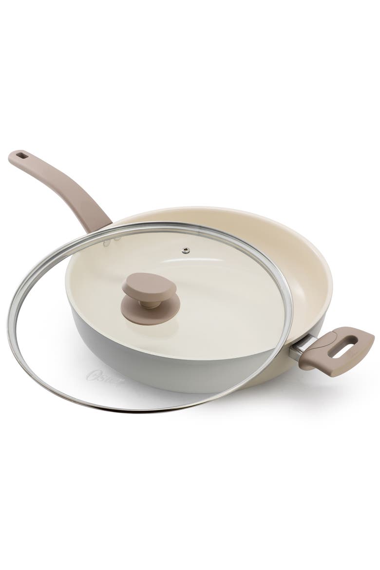 5 Quart Ceramic Nonstick Saute Pan with Lid, Alternate, color, Beige