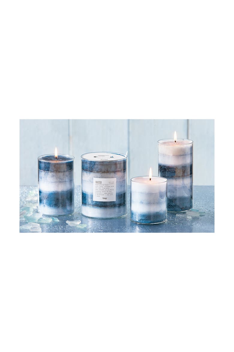 Water Themed Scented Paraffin Wax Pillar Candle Large Blue, Alternate, color, Blue
