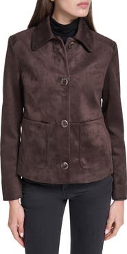 Cole Haan Faux Suede Button Front Jacket