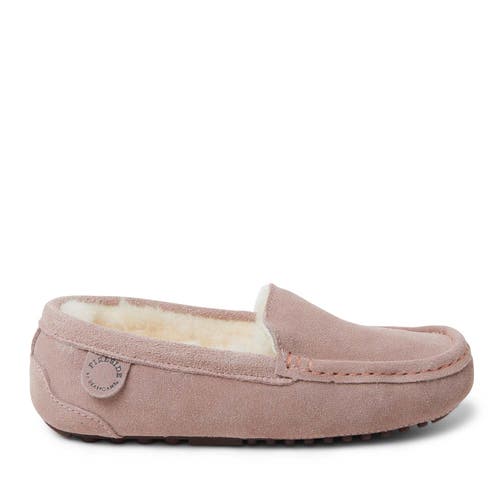 Dearfoams Fireside Mel Genuine Shearling Moccasin Slipper In Purple