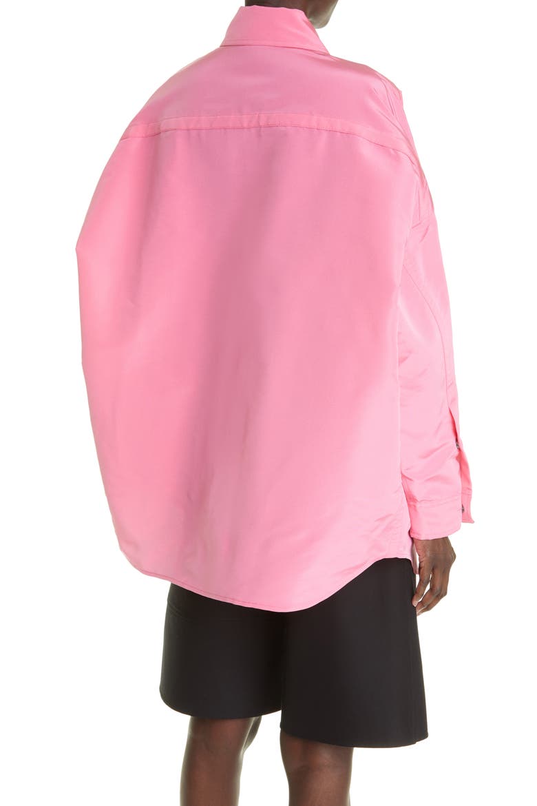 Oversize Silk Button-Up Top, Alternate, color, FUCHSIA