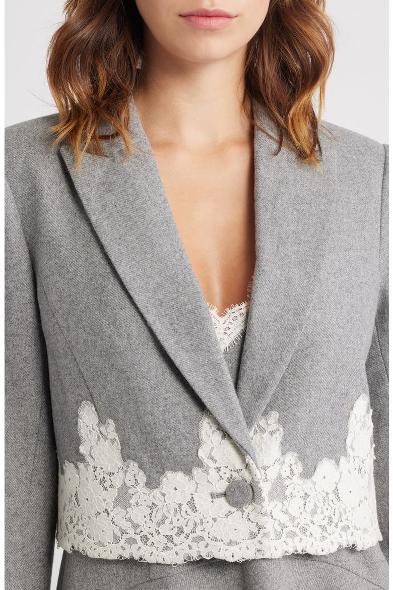 Icarus Lace Detail Crop Jacket, Alternate, color, GREY MELANGE
