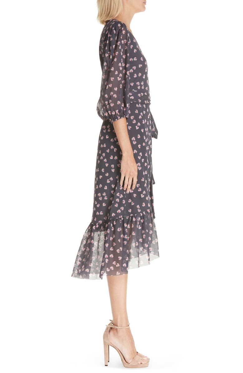 Ganni Floral Print Wrap Dress, Alternate, color, 