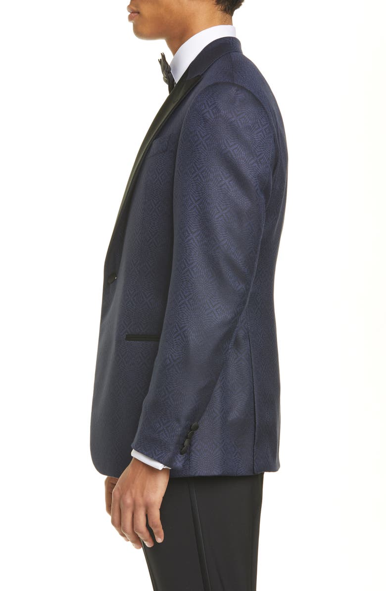 Emporio Armani G Line Trim Fit Geometric Wool & Silk Dinner Jacket, Alternate, color, 