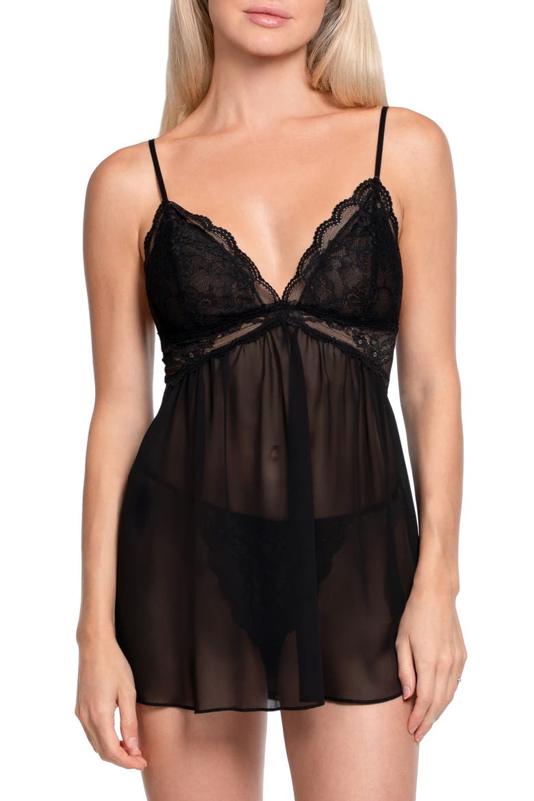 Alice Babydoll Teddy, Main, color, BLACK