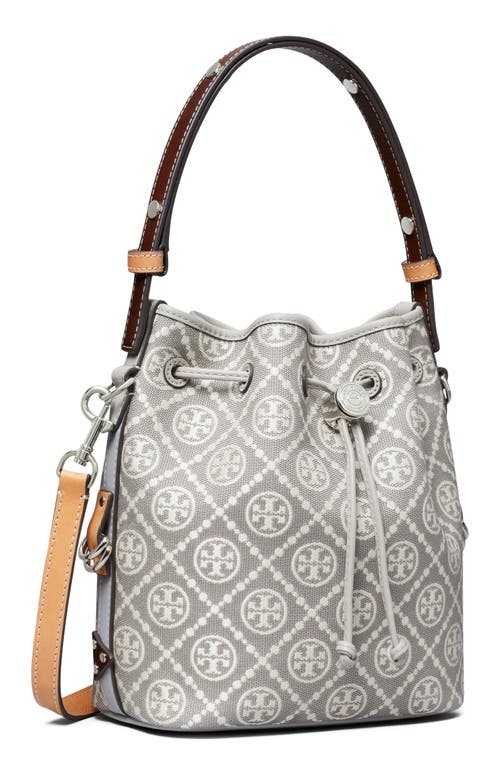 Tory Burch T Monogram Jacquard Utility Bucket Bag In Gray