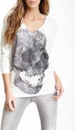 GO COUTURE Printed V-Neck Dolman Sweater
