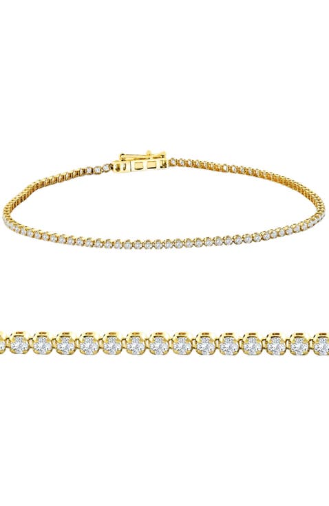 1.23Ct Diamond Lightweight 7" Tennis Bracelet 14k Gold Lab Grown