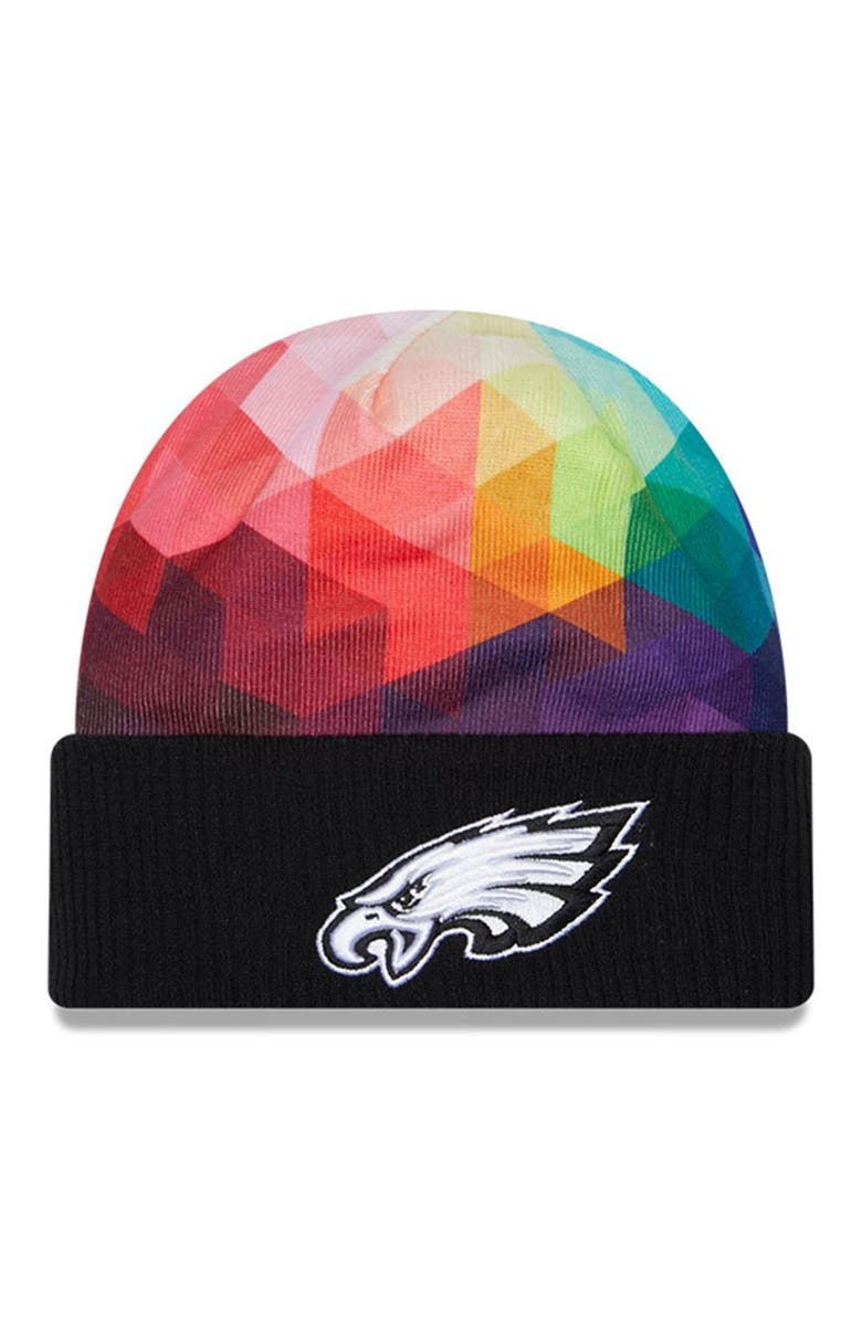 New Era Men's New Era  Black Philadelphia Eagles 2023 NFL Crucial Catch Cuffed Knit Hat, Main, color, 