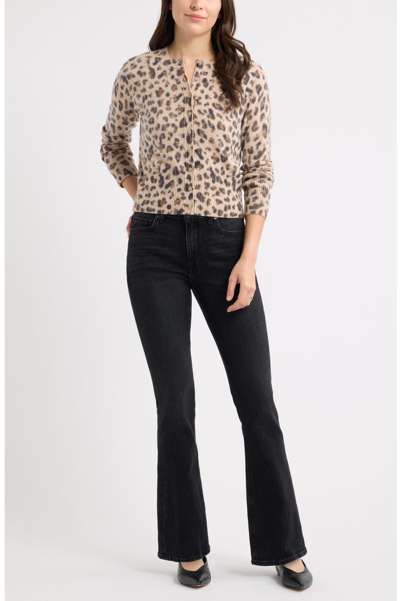 Leopard Print Wool & Cashmere Cardigan, Alternate, color, TAN- BLACK BEA LEOPARD
