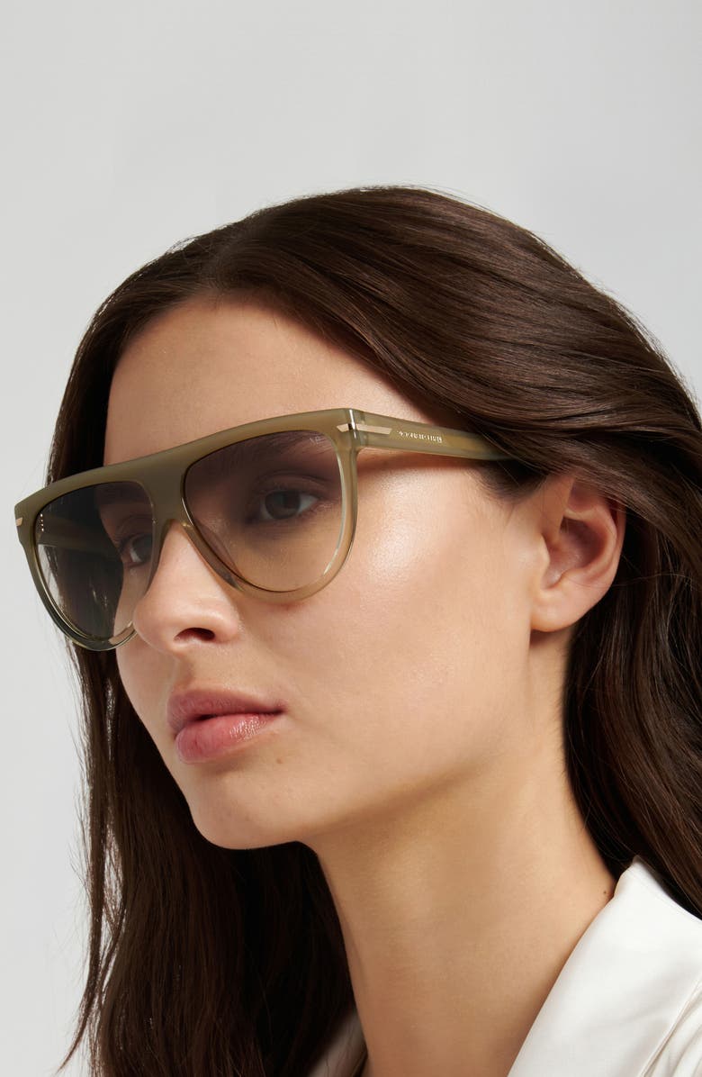 Victoria Beckham 60mm Flat Top Square Sunglasses, Alternate, color, Olive/ Green Shaded