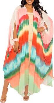 BUXOM COUTURE Ombré Stripe Elastic Cuff Cover-Up