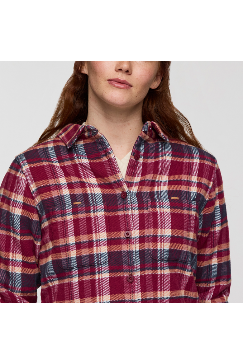 Mero Organic Flannel Shirt - Women's, Alternate, color, Jam and Iceberg Plaid